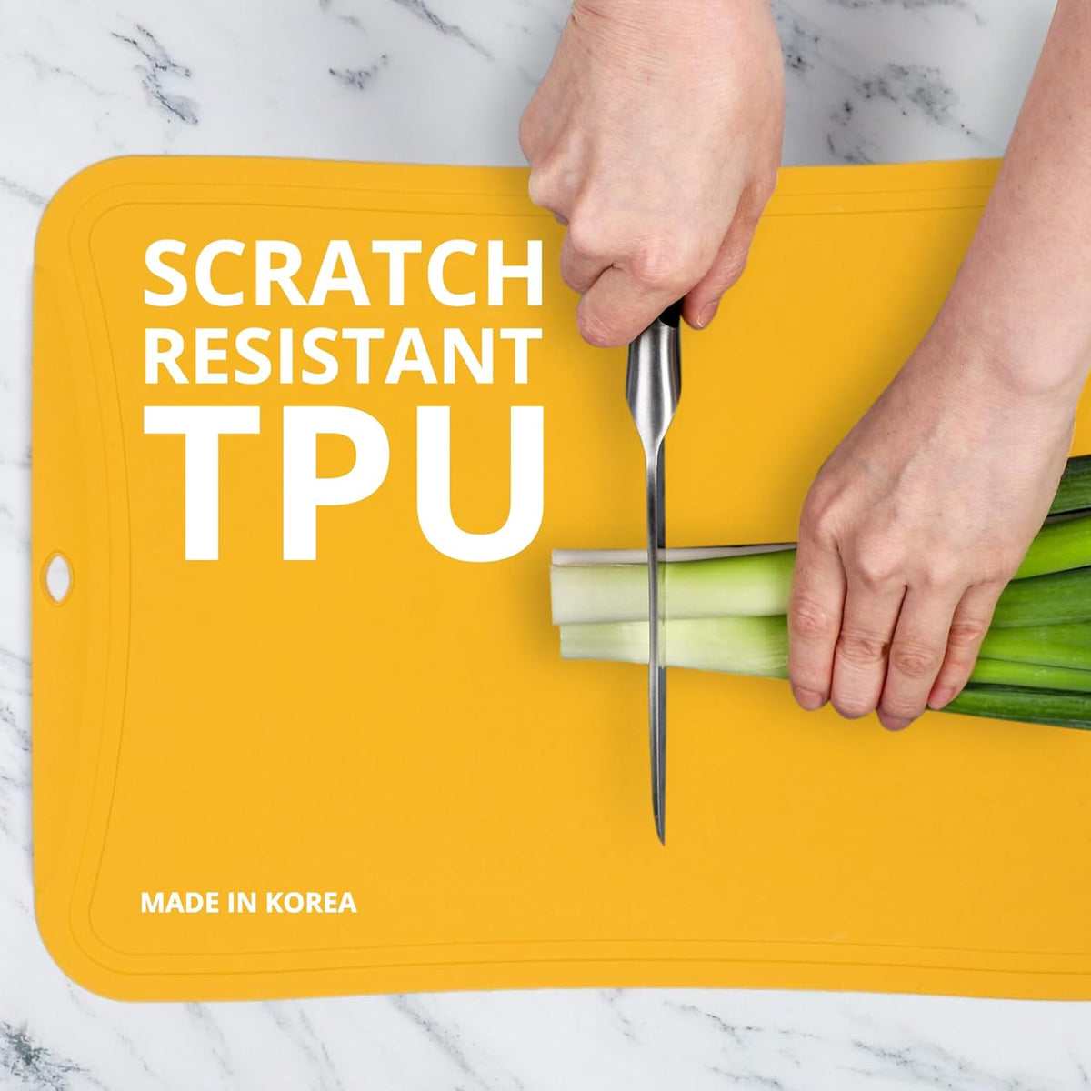 Blue Ginkgo TPU Cutting Mat [Medium] – Korean-Made Flexible, Knife-Friendly, Durable Kitchen Cutting Board (Yellow)