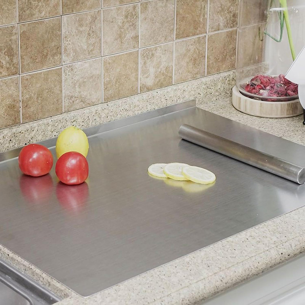 Stainless Steel Cutting Boards with Lip for Kitchen,Chopping Boards for Countertop,Large Metal Cutting Board over Sink Suitable for Meat,Fruits,Vegetables,Bread,Noodle,and Pizza. (15.7"*11.8")