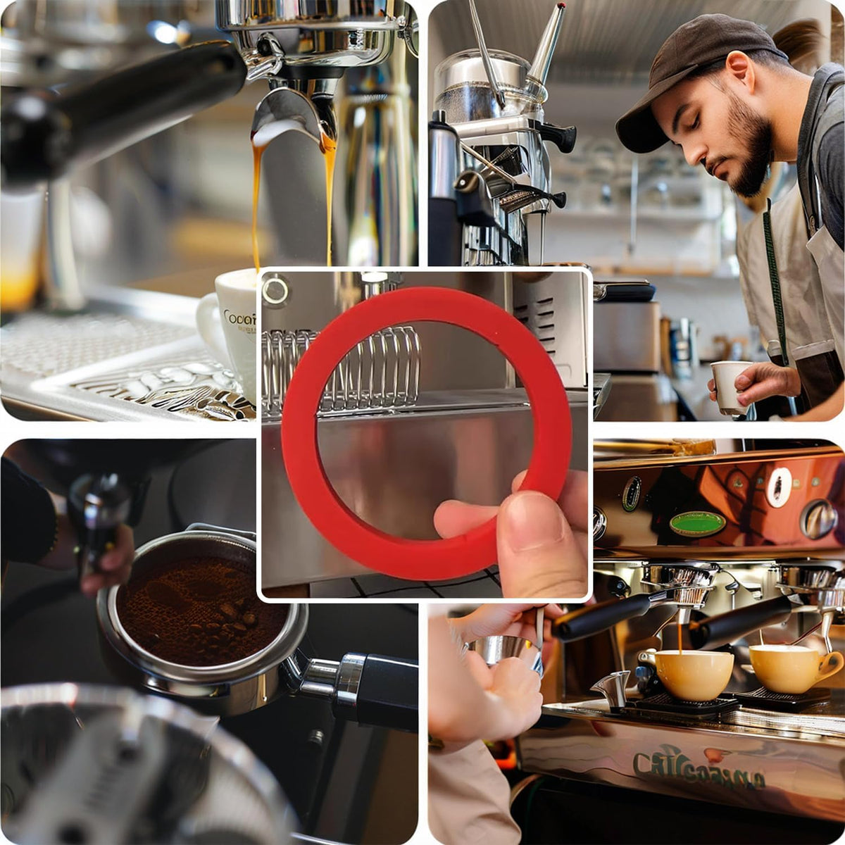 Silicone Gasket made for E61 Espresso Machines, Red O Ring Gasket Replacement 8mm, Compatible with Gaggia Classic Pro, Rocket Espresso, ECM, Quickmill, Vibiemme, Lelit 58mm, Wega, San Remo