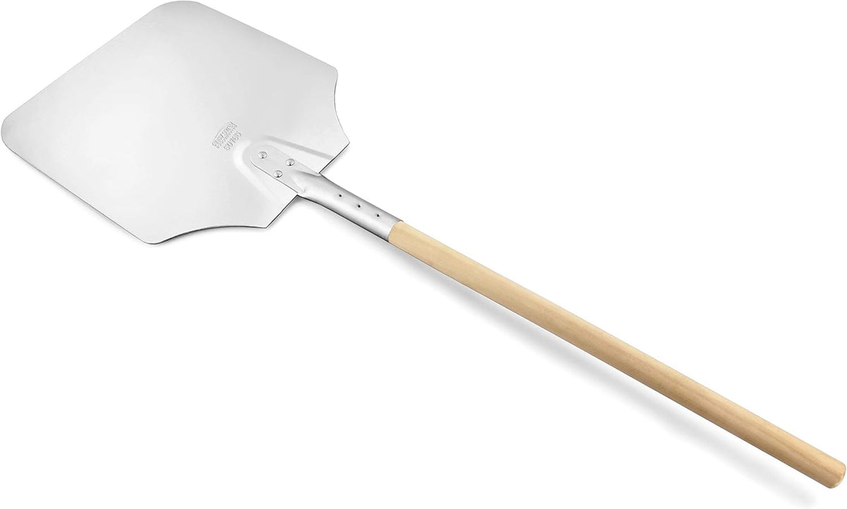 New Star Foodservice 50165 Aluminum Pizza Peel, Wooden Handle, 12 x 14 inch Blade, 36 inch overall