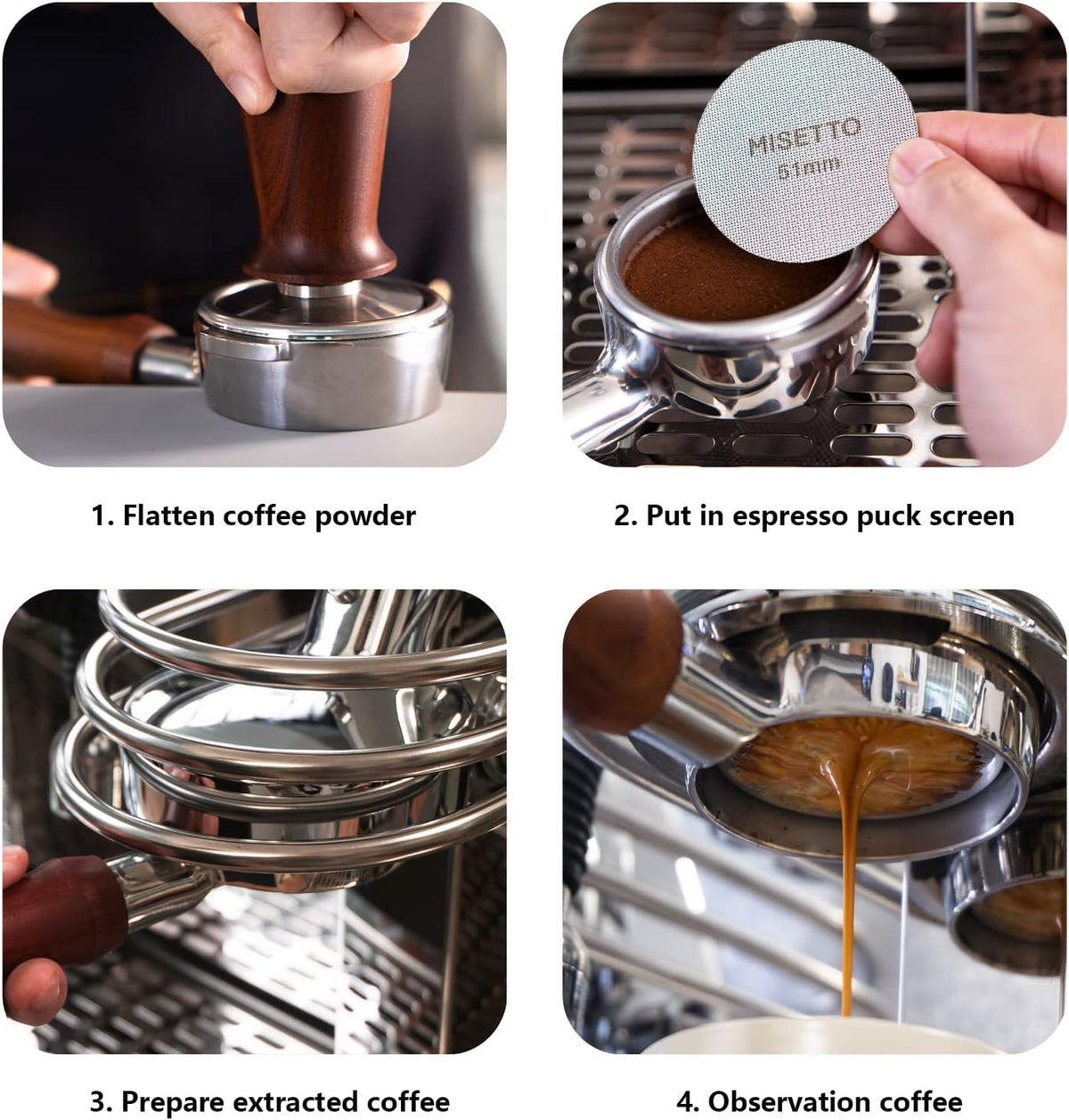 51mm Espresso Puck Screen, 100μm 1.7mm Thickness, MISETTO S/S Stainless Steel Reusable Professional Barista Portafilter Coffee Filter Mesh Plate for Espresso Portafilter Filter Basket(51mm)