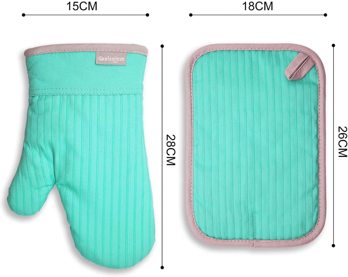 Oven Mitts and Pot Holders Set, 4-Piece Heat Resistant Kitchen Set with Pocket Style Hot Pads & Silicon Non-Slip, Quilted Insulated Oven Gloves for Baking, BBQ, Grilling (Assorted Colors)