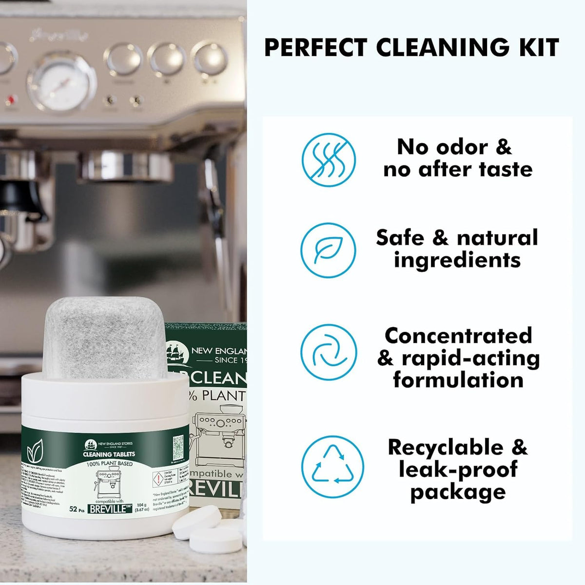 6 Pack Breville Compatible Charcoal Filters with 52 Cleaning Tablets, 1 Year Breville Compatible Maintenance Kit, Espresso Machine Clean Kit for Breville Barista Pro, Breville Infuser and more