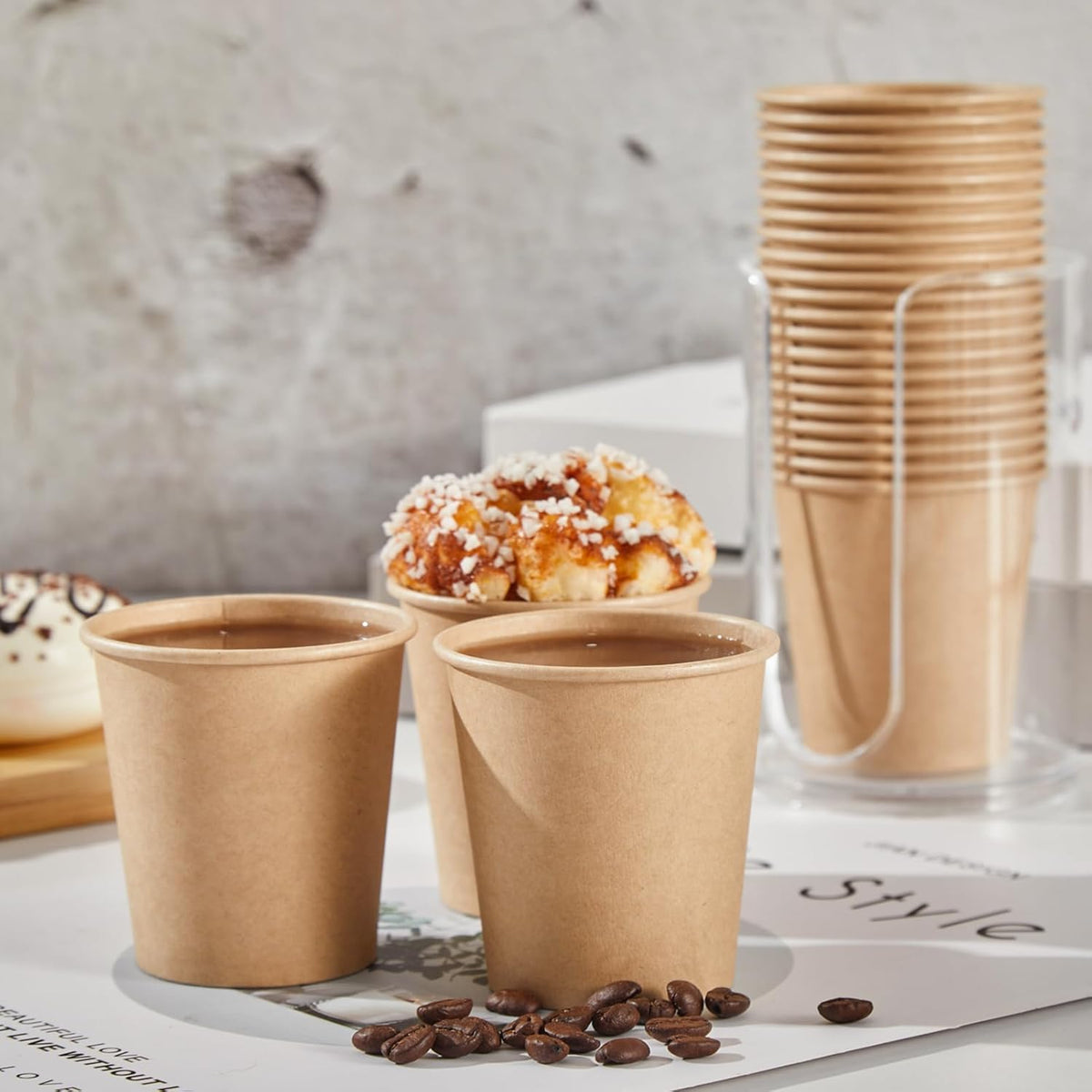 400 Pack 5 oz Kraft Paper Cups, Disposable Bathroom Cups, Mini Mouthwash Cups, Hot/Cold Beverage Drinking Cup for Home, Store, Travel, Events (Brown)