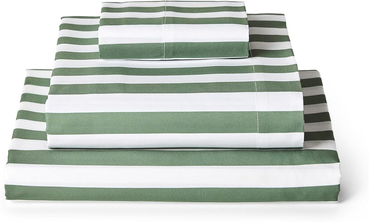 Mellanni Twin Sheets Set - 3 PC Iconic Collection Bedding - Hotel Luxury, Extra Soft, Cooling Bed Sheets - Wrinkle, Fade, Stain Resistant (Twin, Oxford Stripe Sage)