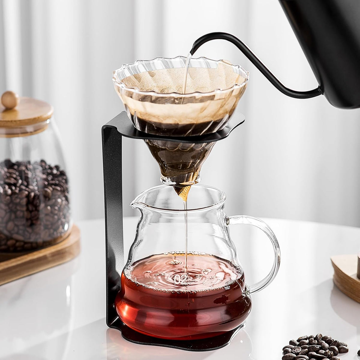 Coffee Pour Over Set – Complete Pour Over Coffee Maker with Dripper, Pot, and 100 Filters | Portable Style Drip Coffee Pour Over