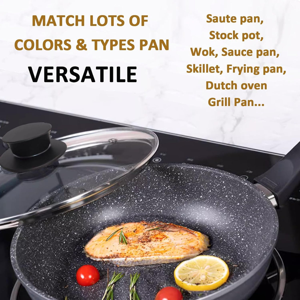 Glass Lid for Cast Iron Pan, Frying Pan, Skillet, Saute Pan, Tempered Glass Cover with Heat Resistant Handle (Stainless Steel Rim, 12.5"/32cm)