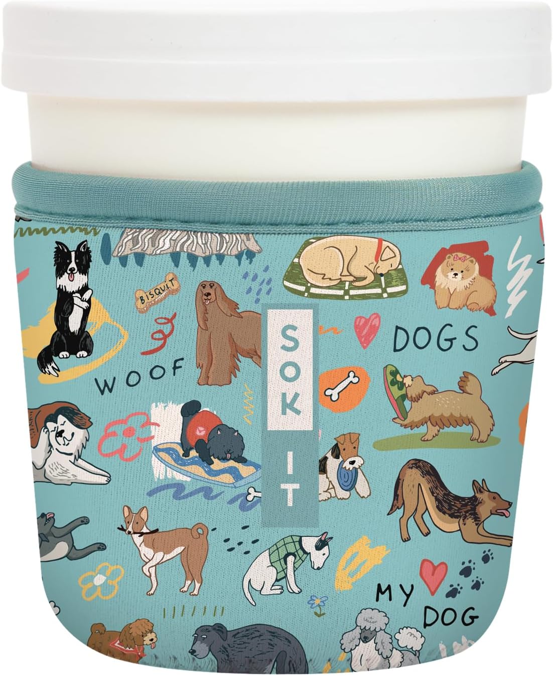Sok It IceCreamSok Insulated Neoprene Cover (Dog Days Forever, Tapered Ice Cream Pints)