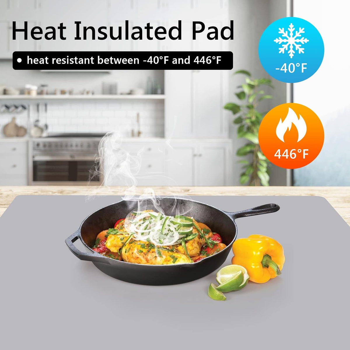 Gartful 2 Pack Silicone Mats for Countertop - 0.05" Thicker, 32" by 24" Extra Large Counter Table Protector, Heat Resistant, Work Desk Pad, Placemat, Multipurpose, Pastry Mat, Light Gray