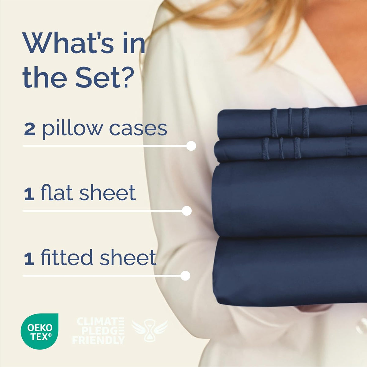 Queen Size 4 Piece Sheet Set - Comfy Breathable & Cooling Bed Sheets Set - Hotel Luxury Bedding for Women, Men, Kids, Teens, Boys & Girls - Deep Pockets, Soft and Wrinkle Free - Oeko-Tex - Navy Blue