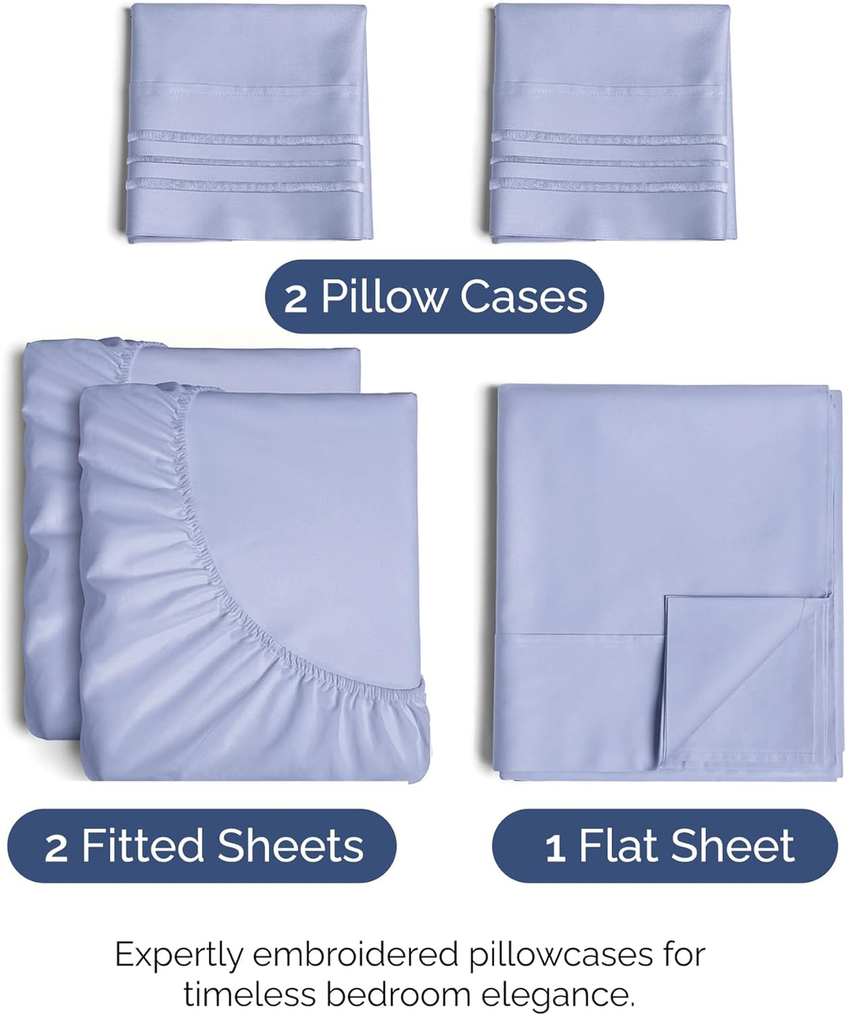 Split King Size 5 Piece Sheet Set - Comfy Breathable & Cooling Bed Sheets Set - Hotel Luxury Bedding for Women, Men, Kids, Teens, Boys & Girls - Deep Pockets, Soft, Wrinkle Free - Oeko-Tex - Lavender
