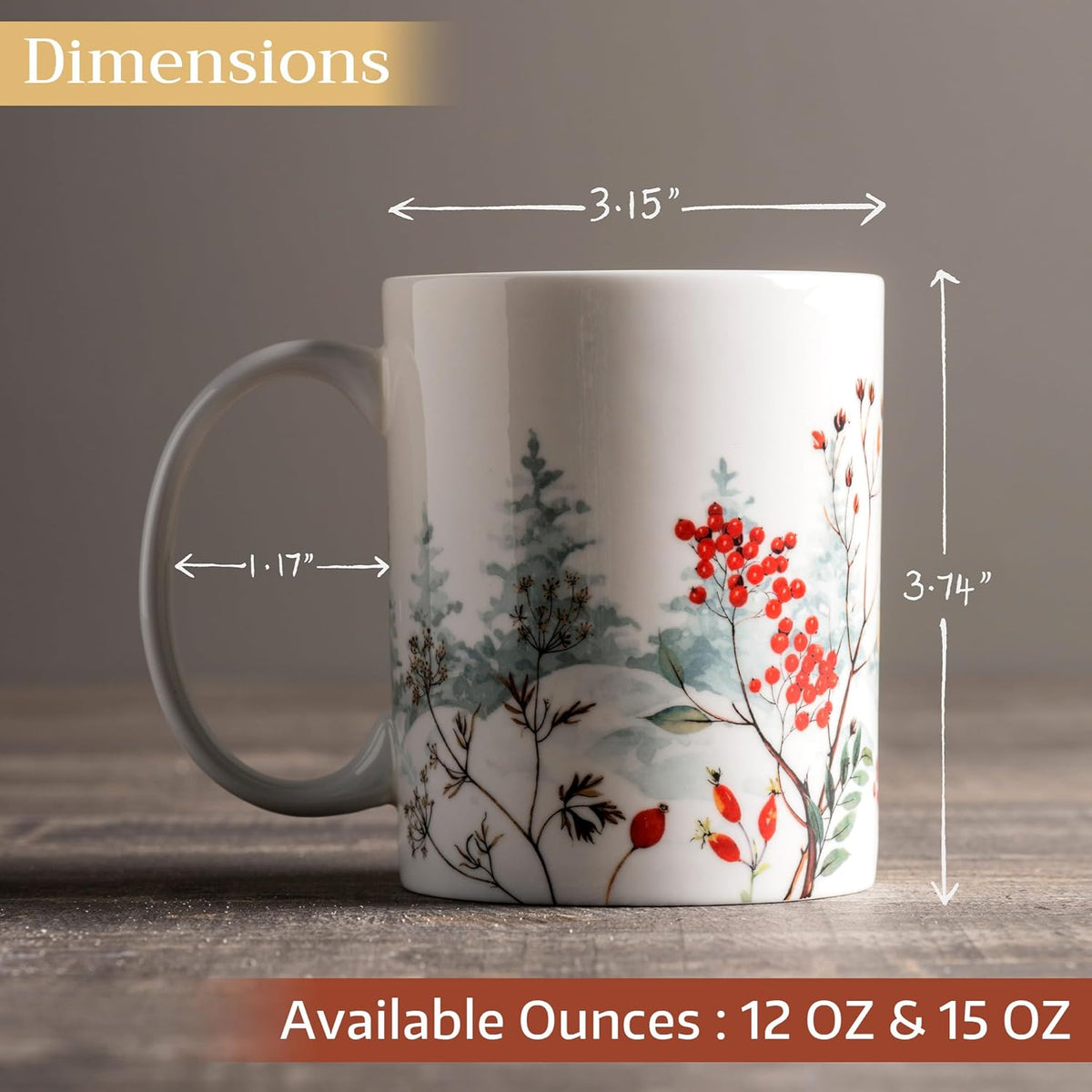 Maison d' Hermine Coffee Mug with Handles Fine Bone China Mugs Pack of One Tea Cups for Hot Beverages Cappuccino Latte Home Restaurant Office Perfect for Gift (Morzine - Chamonix, 12 Ounce)