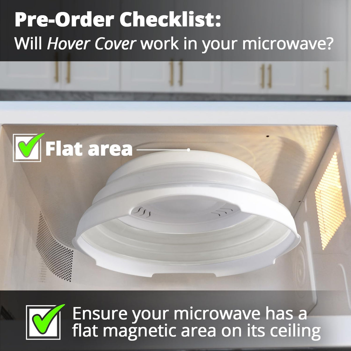 2.0 Magnetic Microwave Splatter Cover, Collapsible 12-Inch BPA-Free Food Lid with Upgraded Magnets, Vented Plate Guard, Dishwasher Safe, Space-Saving Magnetic Storage - White