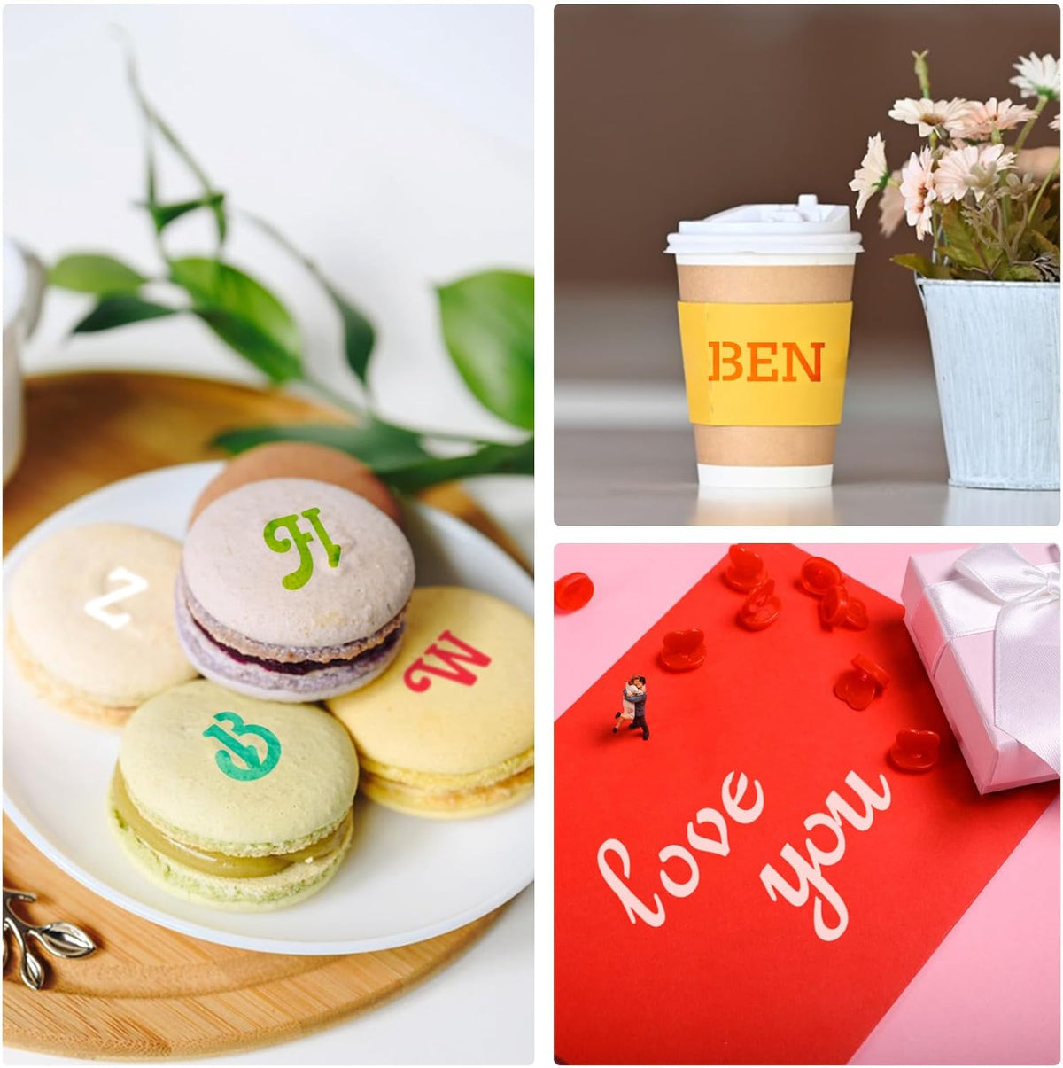 6x6in Alphabet Letter & Number Cookie Stencils for Royal Icing & Sugar Cookie Decoration - 16 Pcs Assorted Sizes