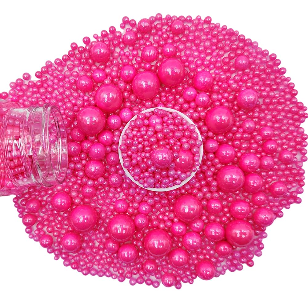 Edible Rose Pink Sugar Pearls Candy Sprinkles 120G/ 4.23Ounce Baking Cake Sprinkles Cupcake and Cake Topper Cookie Decorations Wedding Party Valentines Halloween Christmas Supplies