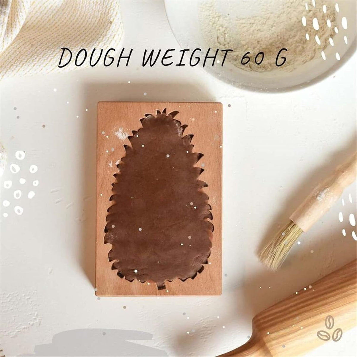 Wooden Cookie Biscuit Mold, 3D Baking Mold, Embossing Craft Decorating Baking Tool, Suitable for Halloween Thanksgiving Christmas Kitchen DIY (Pine Nuts 10 * 8 * 2)