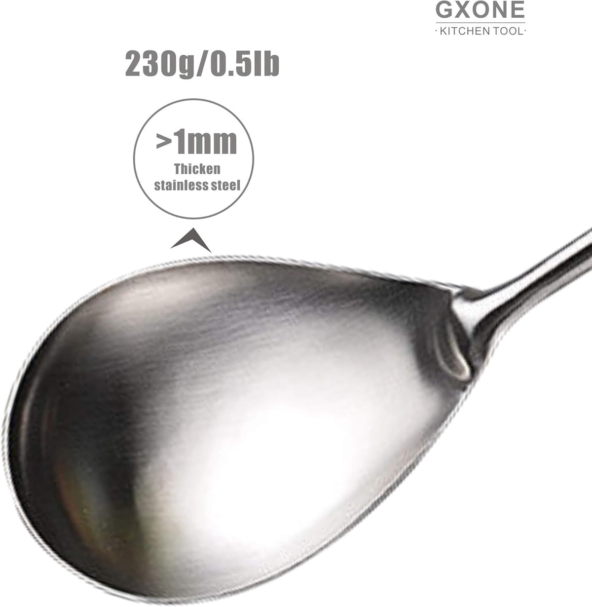 Large Serving Spoons,304 Stainless Steel Cooking Spoon with Heat Resistant Wooden Handle,Silver/12.4Inch