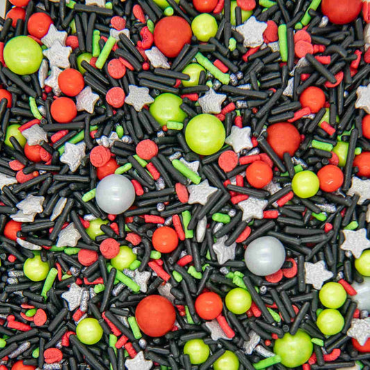 Star Wars Sprinkles for Cake Decorating - Galaxy Sprinkles for Cupcake Decorating and Baking in Black Jimmies, Red Nonpareils with Silver Stars - Star Wars Cake Decorations for Birthday