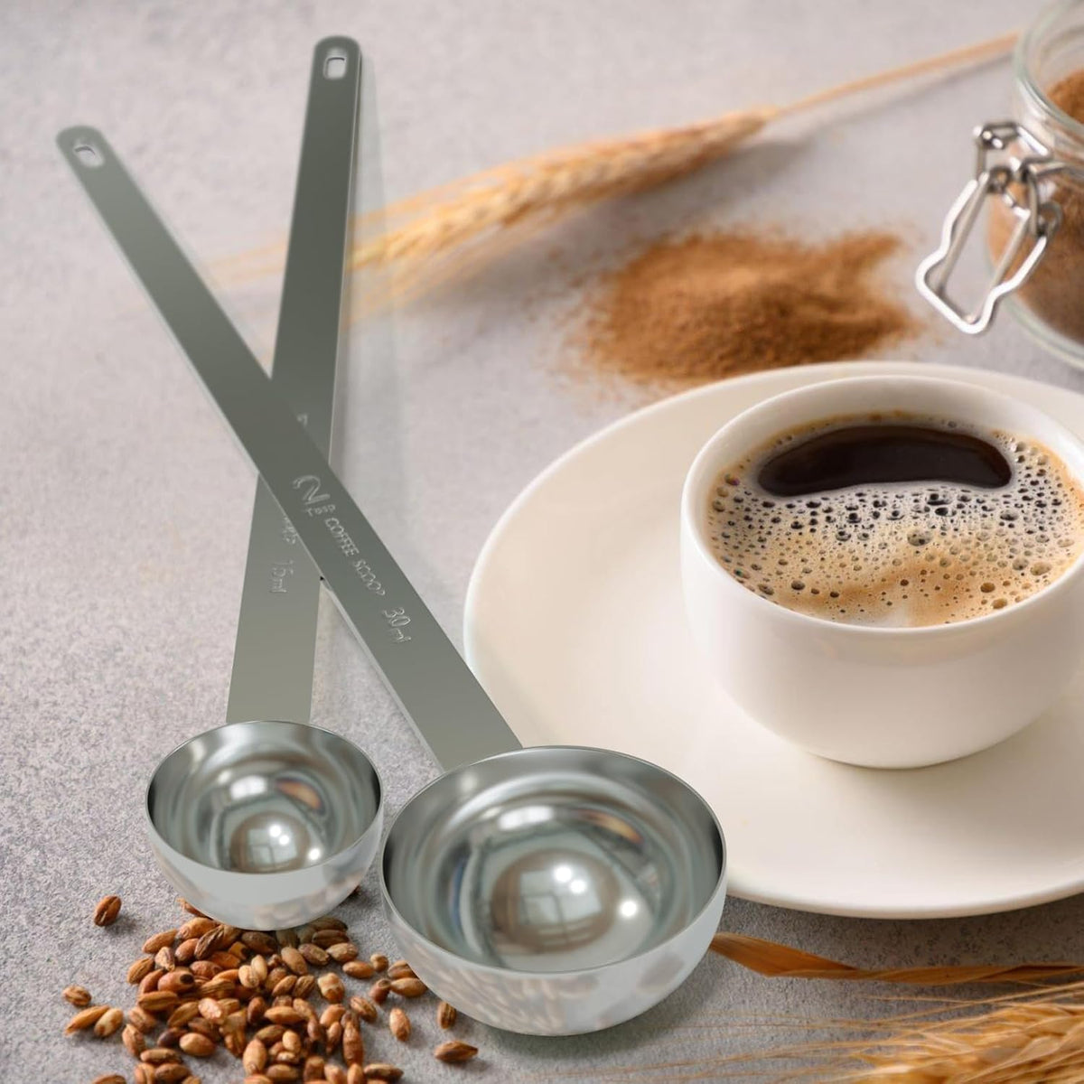 1PCS 2 Tablespoon Coffee Scoop, 9.5" Long Handle Measuring Spoon, Two tbsp (30 ml) Stainless Steel Scooper