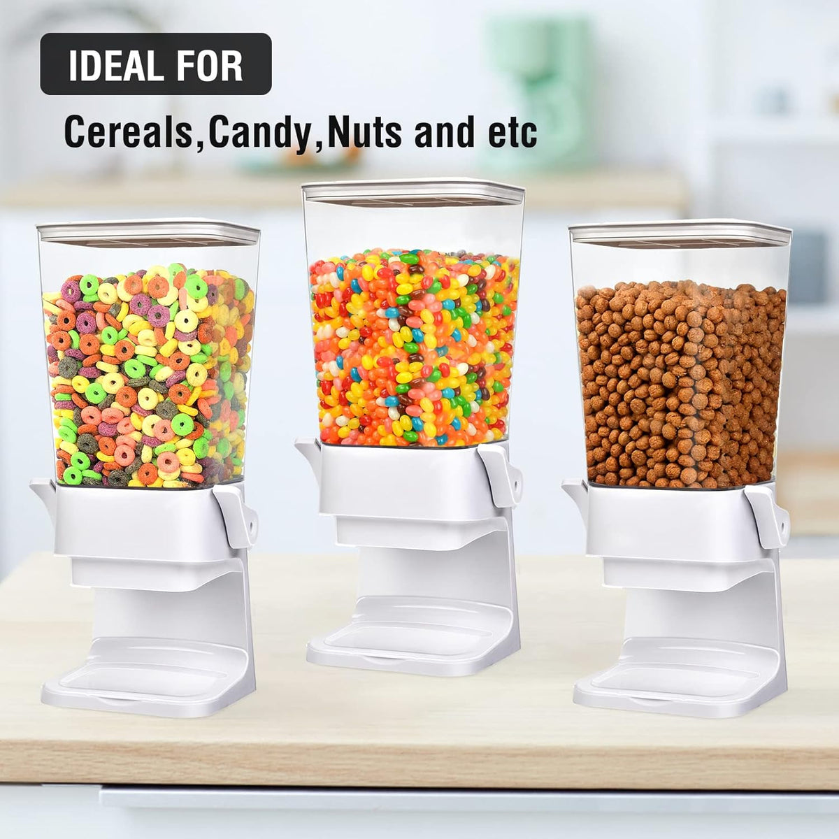 Cereal Dispenser Countertop 2 Pack 5.5 Qt Large Cereal Storage Container Holder Dispenser for Pantry Dry Food Snack Nut Candy Dispenser Countertop Kitchen Organization Storage for Oatmeal Granola