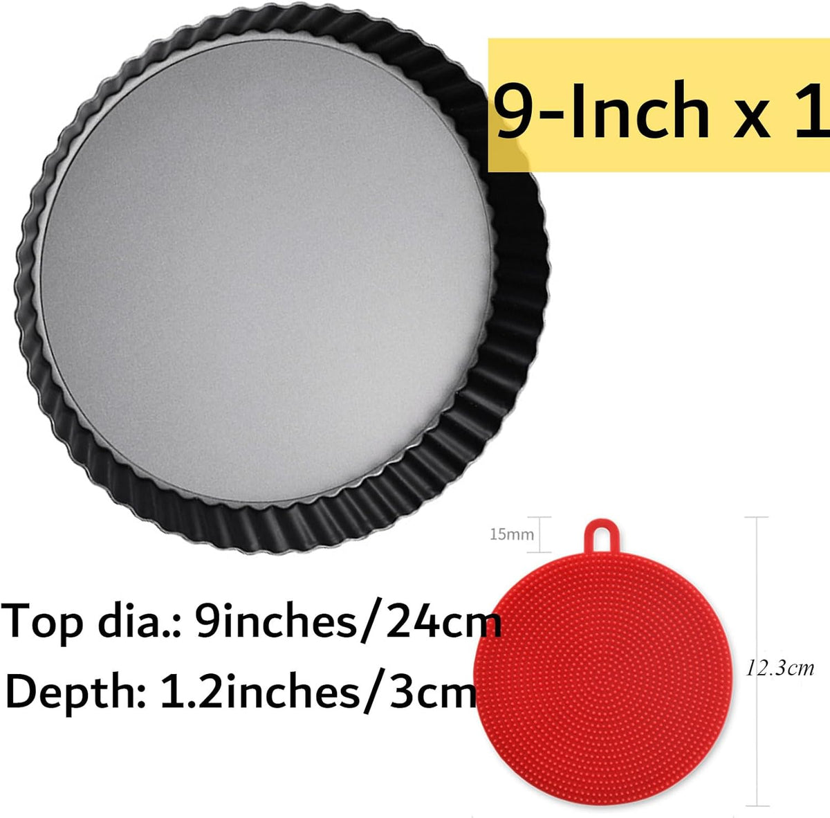 DATANYA Tart Pan 9 Inch Tart Pans Removable Bottom, Non-Stick Quiche Pan Carbon Steel Heavy Duty Pie Pan 9 Inch Tart Pan Loose Bottom, extra high of 1.2 Inches