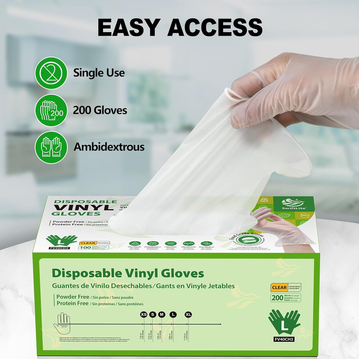 Disposable Vinyl Gloves, Food Safe, Latex-Free Powder-Free Clear Plastic Gloves for Cooking, House Clean, Food Prep