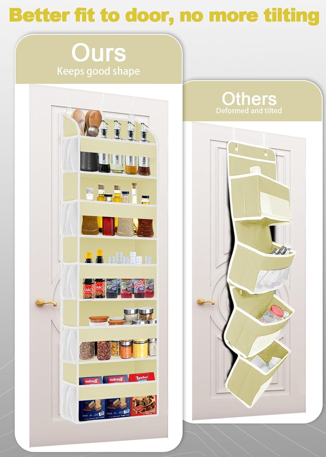 2 Pack Over The Door Storage Organizer with 5 Pockets 10 Mesh Pockets, 44 lbs Weight Capacity Door Hanging Organizers and Storage for Bedroom,Bathroom,Nursery,Kidroom,Babyroom