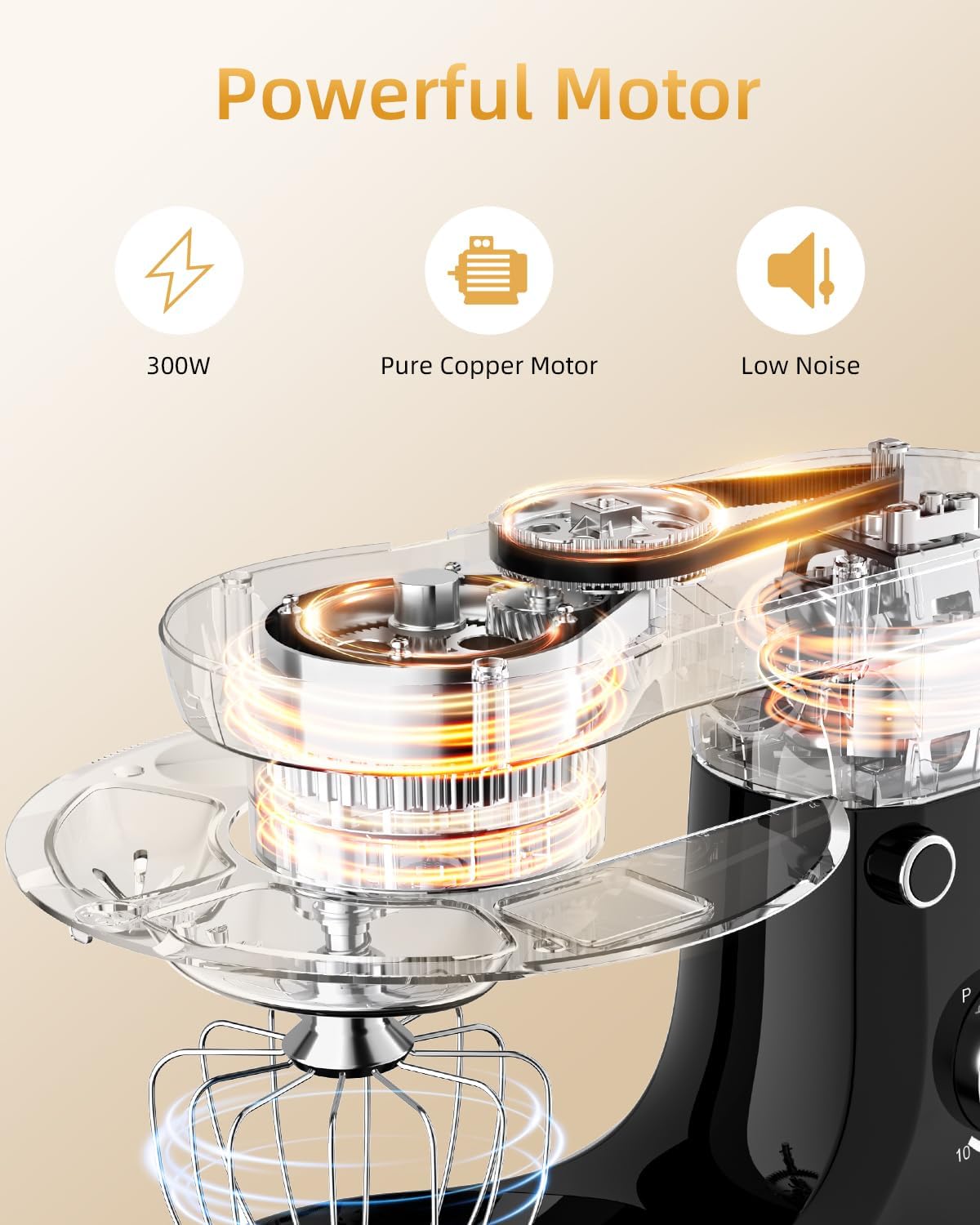 Facelle Tilt-Head Stand Mixer, 5QT+6QT Stainless Steel Two Bowls, 10 Speeds Kitchen Electric Food Mixer with Egg Whisk, Dough Hook, Beater, Dishwasher-Safe Attachment, Ideal Gift for Mom