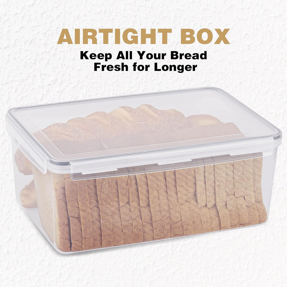 Tiawudi 2 Pack Large Bread Box for Kitchen Countertop, Airtight Bread Storage Container for Homemade Bread and Bakery Loaf, Plastic Bread Keeper, 11.6 Qt / 11L Each