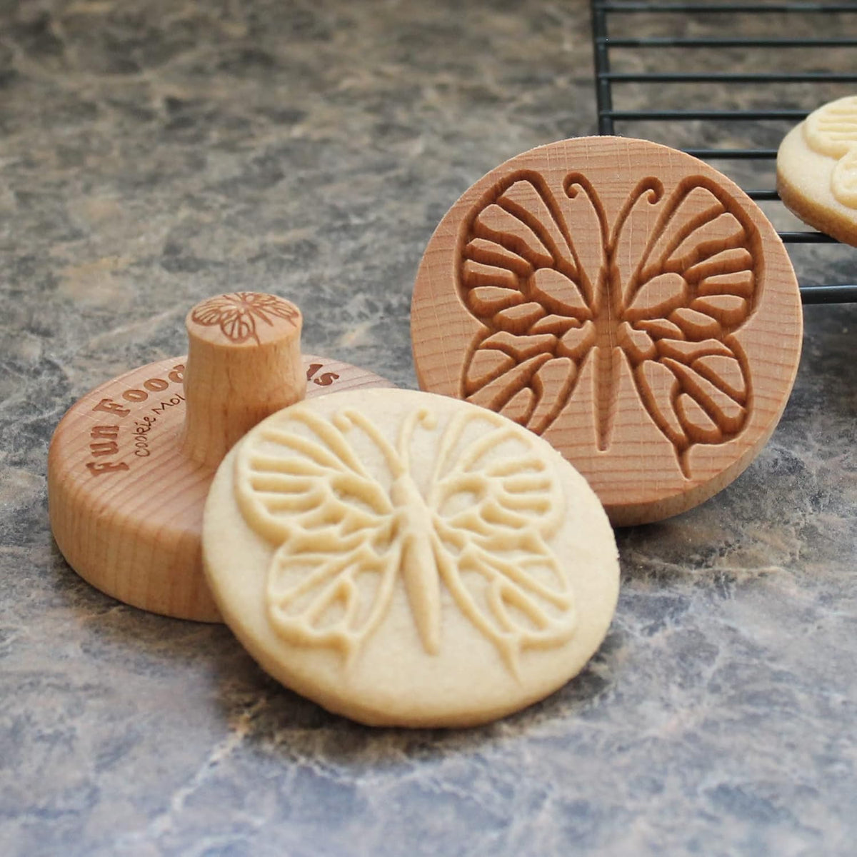 Wood Cookie Stamp, 2.5 Inch (Butterfly CS-013)