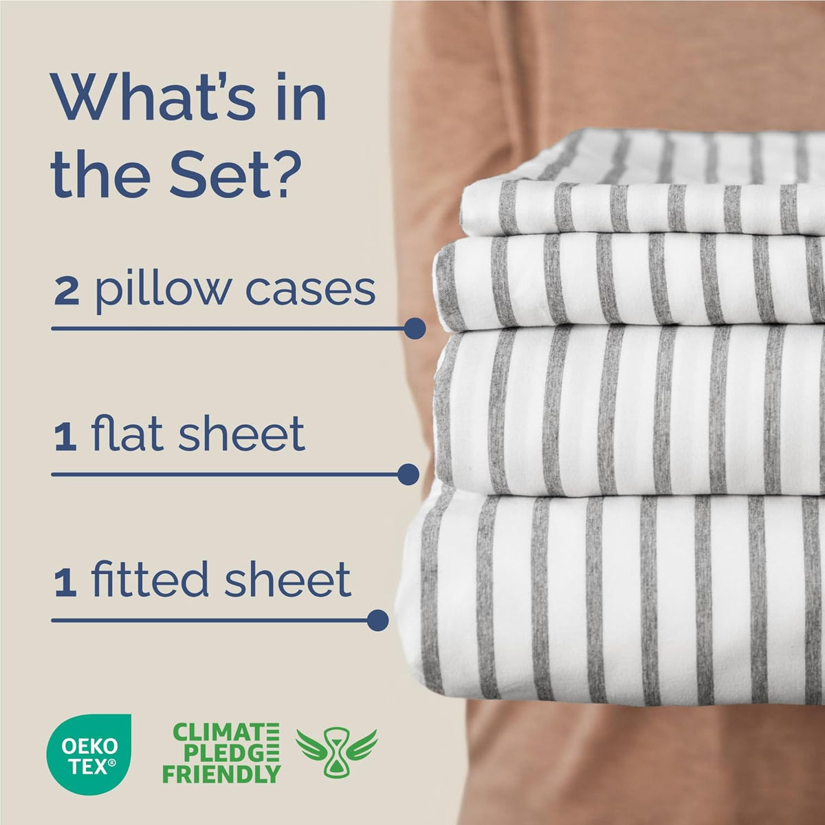 Full Size 4 Piece Sheet Set - Comfy Breathable & Cooling Bed Sheets Set - Hotel Luxury Bedding for Women, Men, Kids, Teens, Boys & Girls - Deep Pockets, Soft, Wrinkle Free - Oeko-Tex - Grey Stripes 2