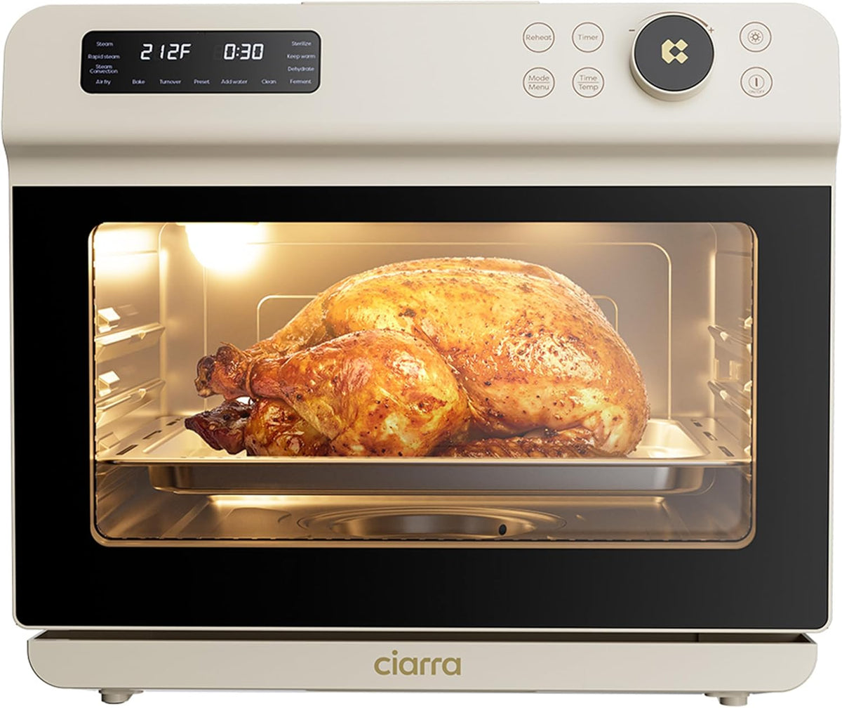 CIARRA Nosh Oven Pro 12-in-1 Countertop Steam Oven with Air Fryer, 25.4QT Steam Air Fryer Oven Combo, Convection Steam Oven Toaster with Rapid Steam, Bake, Steam Self-Clean, Dehydrate, Ferment, White