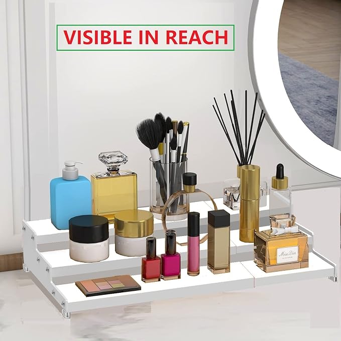 Spice Rack Organizer for Cabinet, 3 Tier Expandable Spices Storage, Great for Kitchen Cabinets, Cupboard,Pantry and Countertop More 1 Pack/White