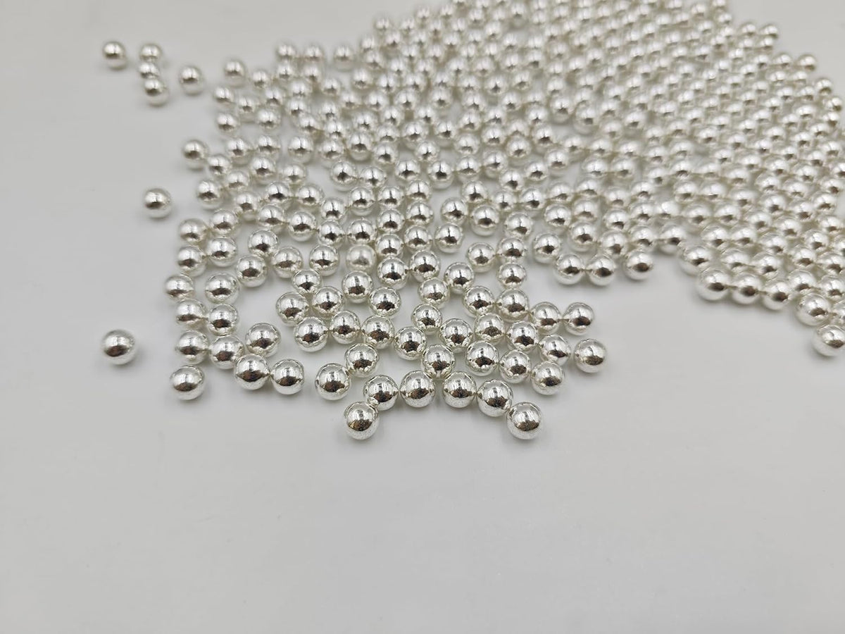 Silver Pearl Sugar Sprinkles 3.53 oz, 7mm Candy Pearls Ideal for Baking, Cake and Cupcake Toppers, Cookie Decoration, Ice Cream Topping, Wedding Shower Valentines Halloween Christmas