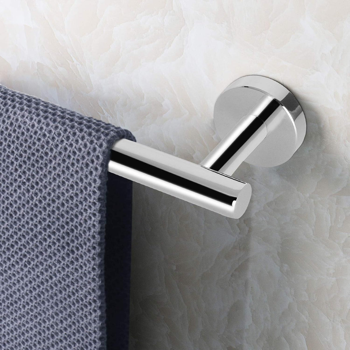 NearMoon Bath Towel Bar, Bath Accessories Thicken Stainless Steel Shower Towel Rack for Bathroom, Towel Holder Wall Mounted (1 Pack, Chrome Finish, 16 Inch)
