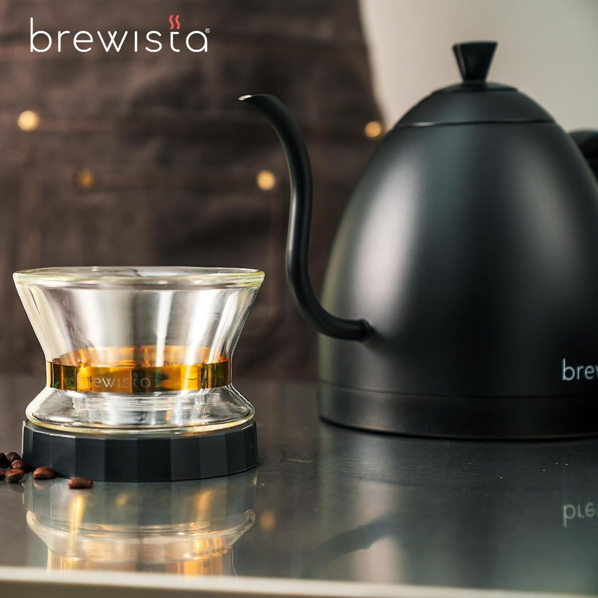 Brewista Artisan Electric Gooseneck Kettle, Water Boiler with LCD Panel, Precise Temperature Control, Fast Boiling and Keep Warm Settings for Pour-Over Coffee & Tea, Café, 1 Liter (All Black)