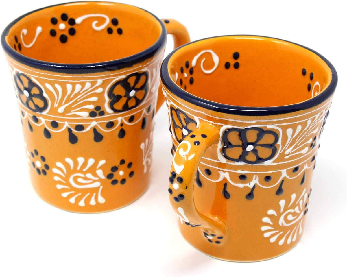 Encantada Handmade Hand-Painted Authentic Mexican Pottery Mugs (2-Pack, Mango)