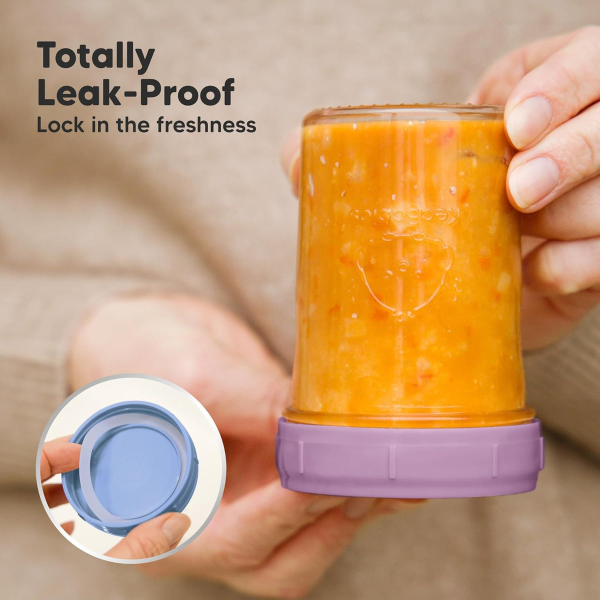 KeaBabies 4pk 8oz Glass Baby Food Containers with Lids - Leak-Proof, Microwavable Small Glass Jars, Baby Purees & Toddler Snack Storage Containers, BPA-Free, Dishwasher & Freezer Safe (Nord)