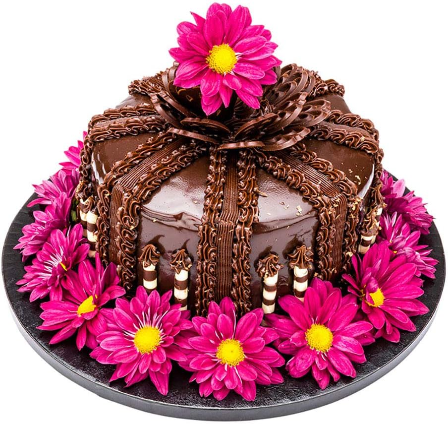 Restaurantware Pastry Tek 12 Inch Cake Board 1 Durable Cake Drum - Round Covered Edges Black Paper Cake Base Disposable For Birthdays Weddings Or Parties