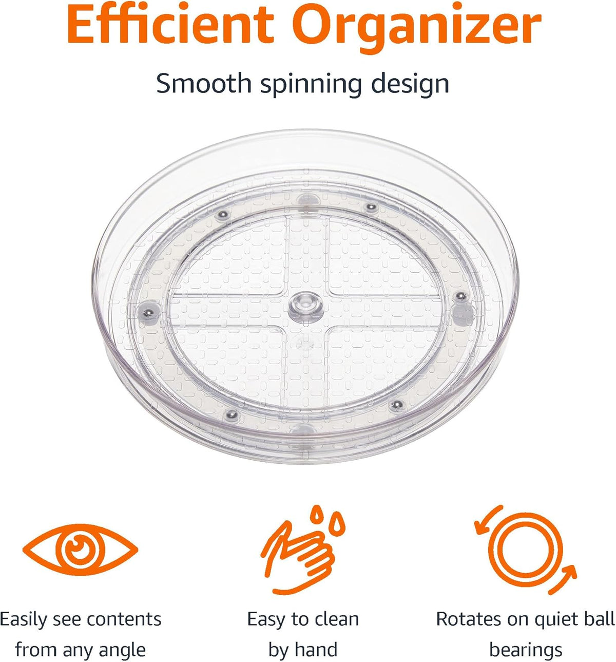 Amazon Basics Clear Lazy Susan Turntable Organizer, 12-Inch, 2-Pack