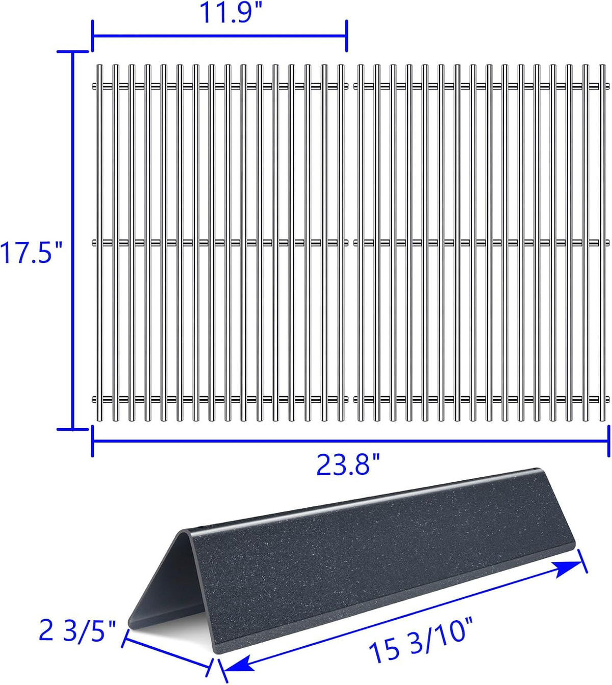 Grill Grates Flavorizer Bars Grill Parts for Weber Spirit 2 Spirit II E-310, E-320, S-310, S-320, 7636 7638 7639 GS4 Spirit 300 Series, 17” Porcelain Steel BBQ Grid Replacement Accessories