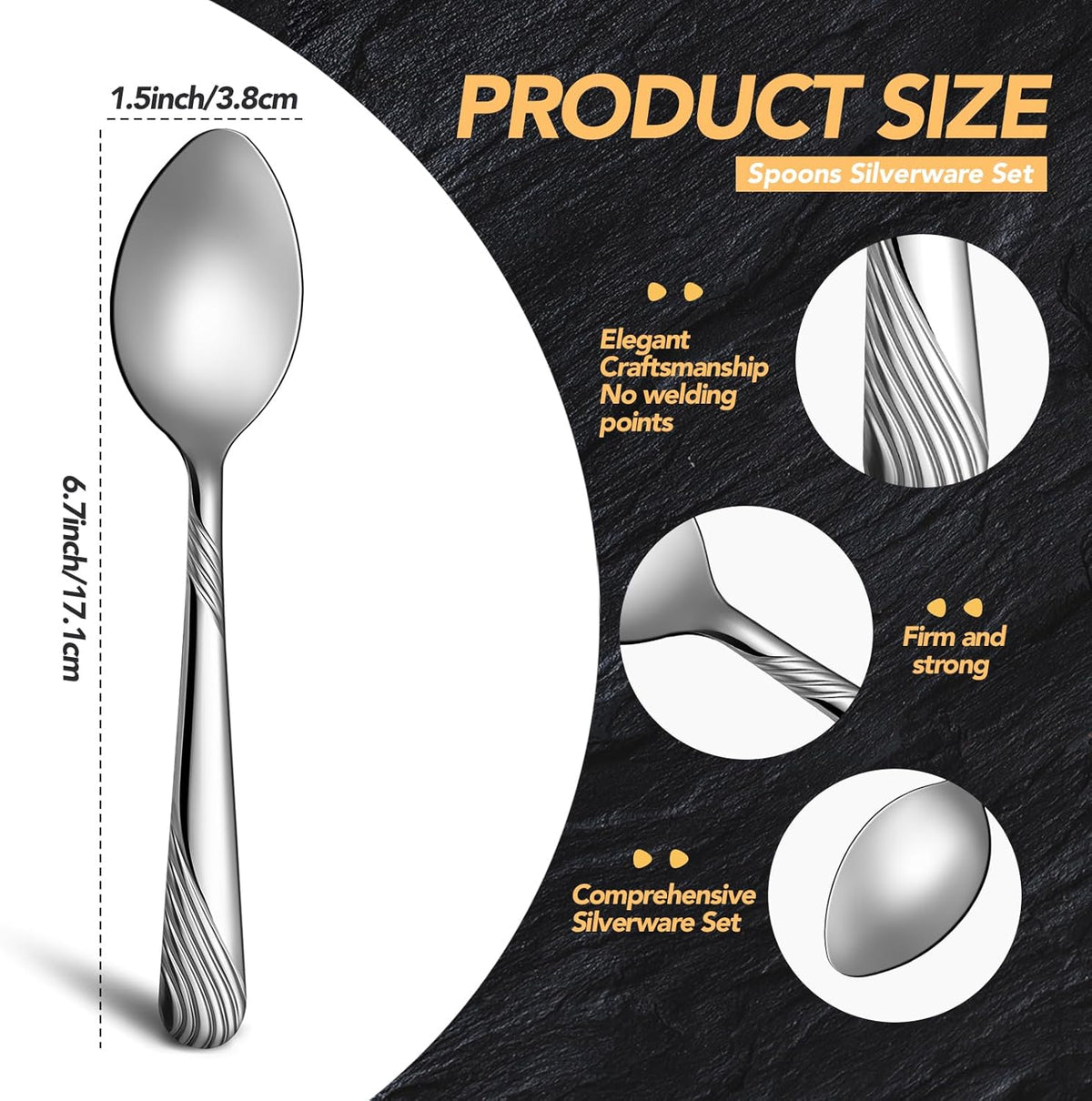 200 Pcs Dinner Spoons Set 6.7 Inches Stainless Steel Dessert Spoons bulk Silverware for Home Restaurant Kitchen Mirror Polished Dishwasher Safe