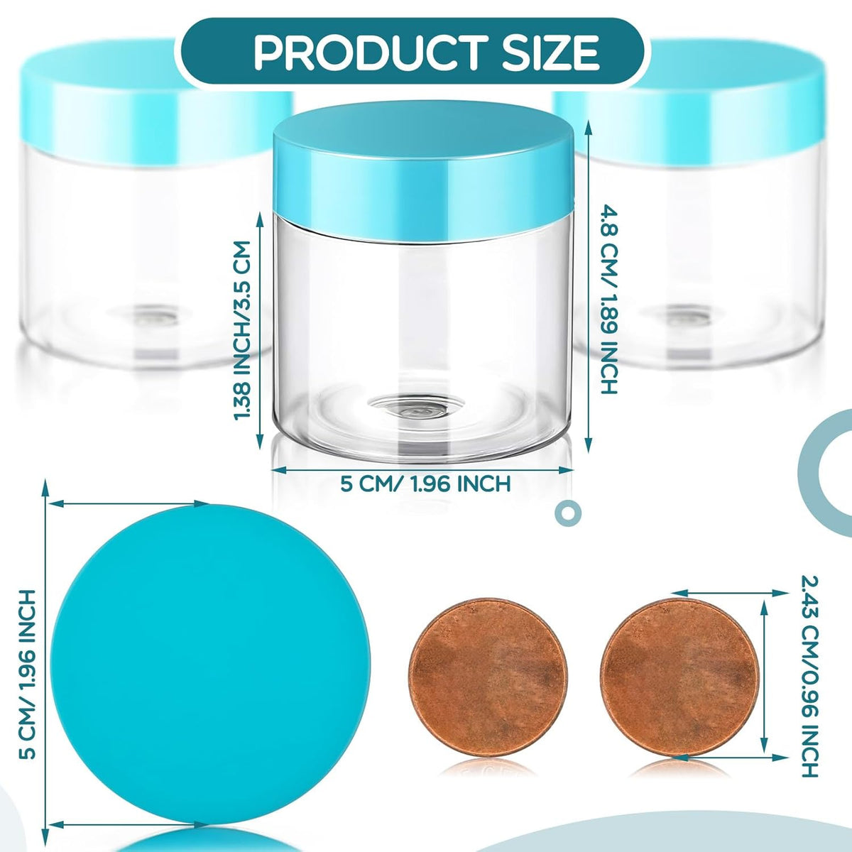 Patelai 4 Pieces Round Wide-mouth Leak Proof Plastic Container Jars with Lids for Travel Storage Makeup Beauty Products Face Creams Oils Salves Ointments DIY Making(2 Ounce,Blue)