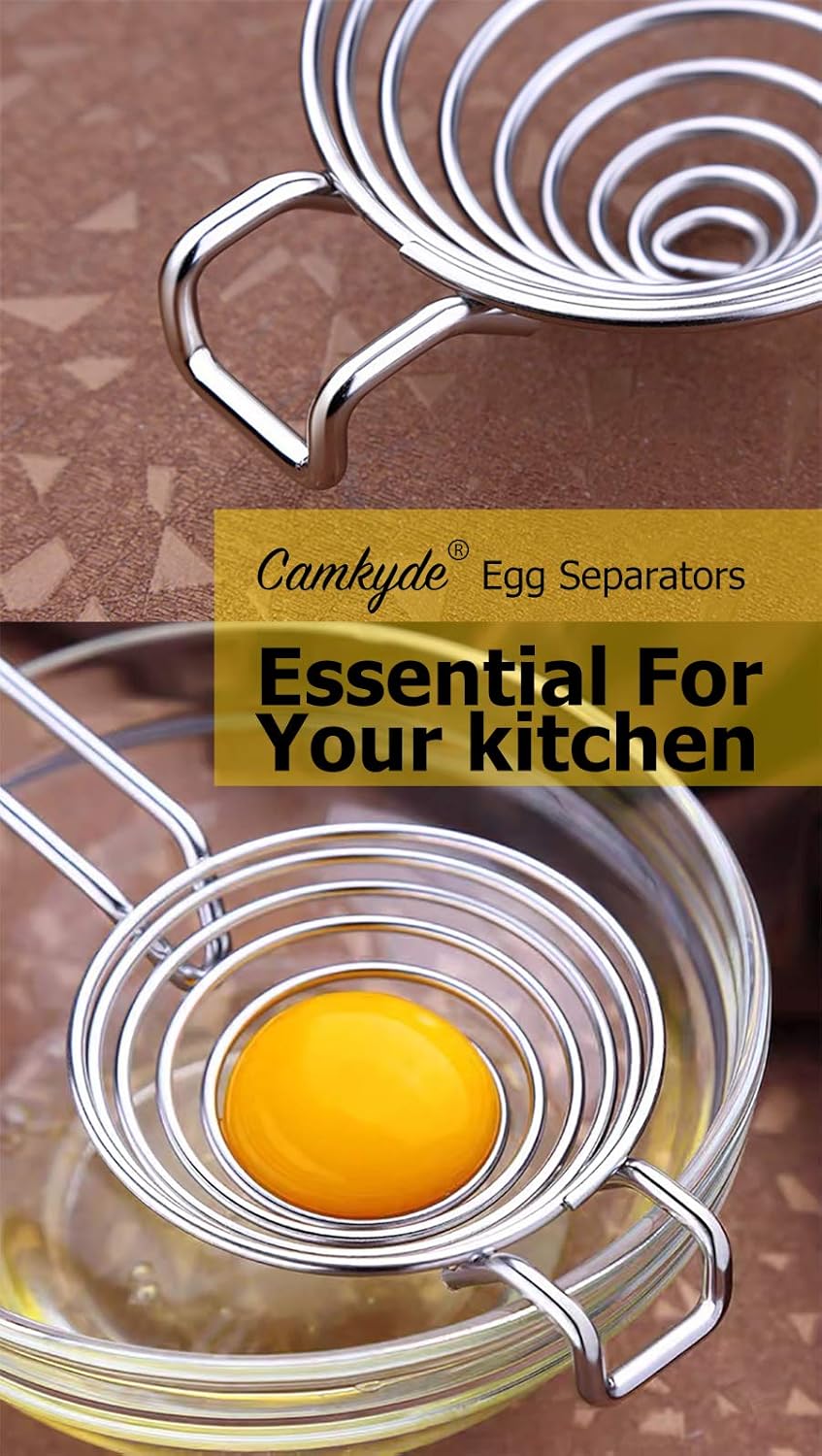 CAMKYDE Egg Separator Food Grade Stainless Steel Egg Yolk White Separation Tool (Black)