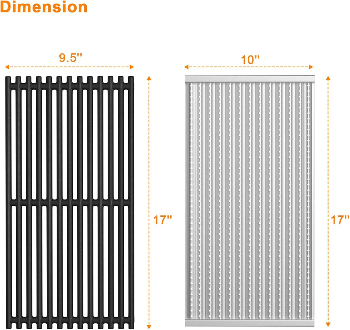 Cooking Grates and Emitter Plates Replacement Parts for Charbroil Commercial TRU-Infrared 4 Burner Grills 463242715 463242716 463276016 466242715 G533-0009-W1 G533-2200-W1 17" x 9 1/2" Grill Grid