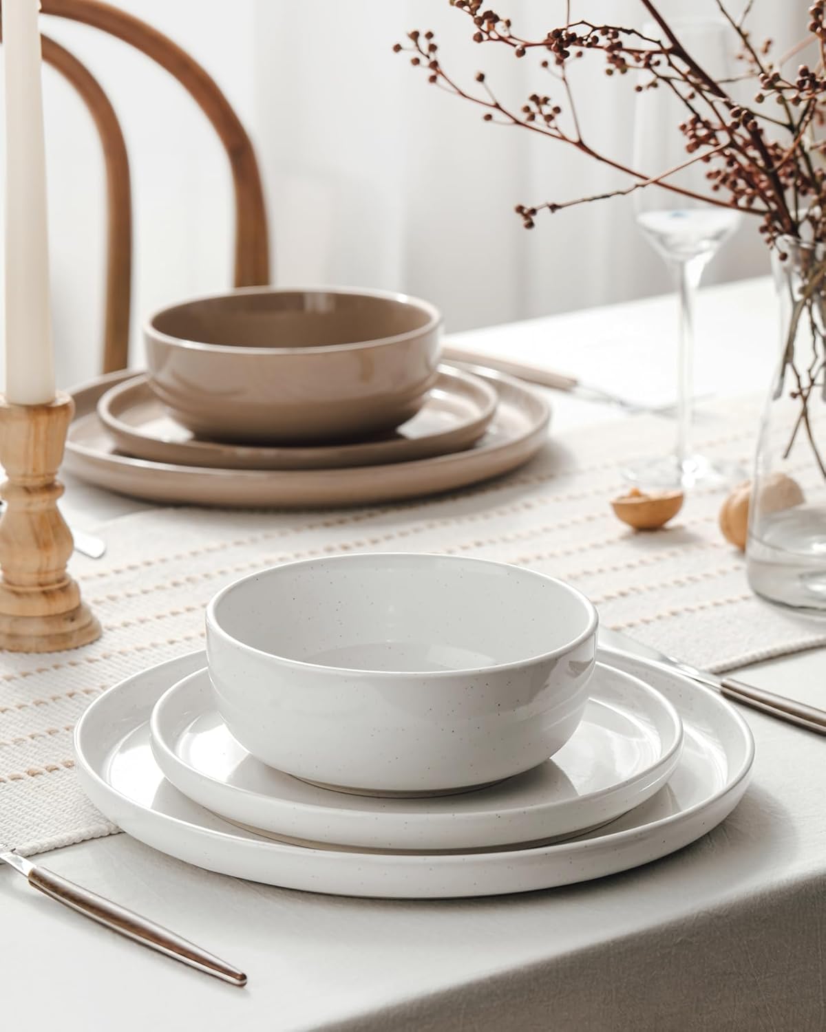 Famiware Milkyway Dinnerware Sets, 24 Piece Dish Set, Plates and Bowls Sets for 8, Multi-color