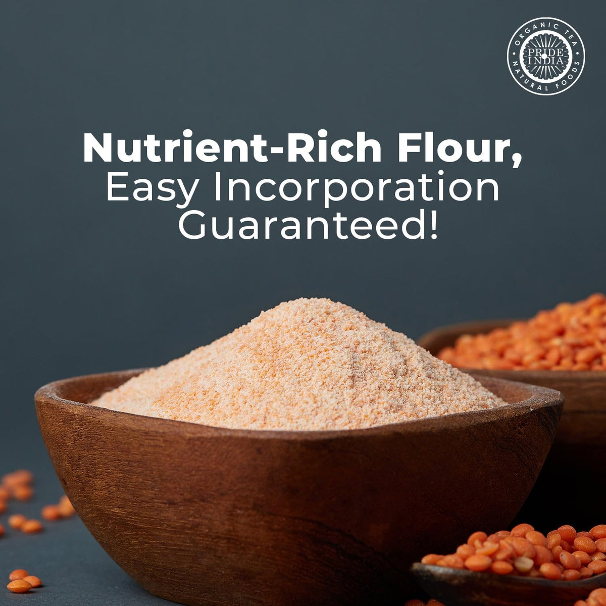 Pride of India - PACK of 6 - Red Lentil Flour 1 lbs (454 gm) Hint of Sweetness Slightly Nutty Earthy Flavor Freshly Milled in Small Batches | Used for Cooking Baking Thickening Coating