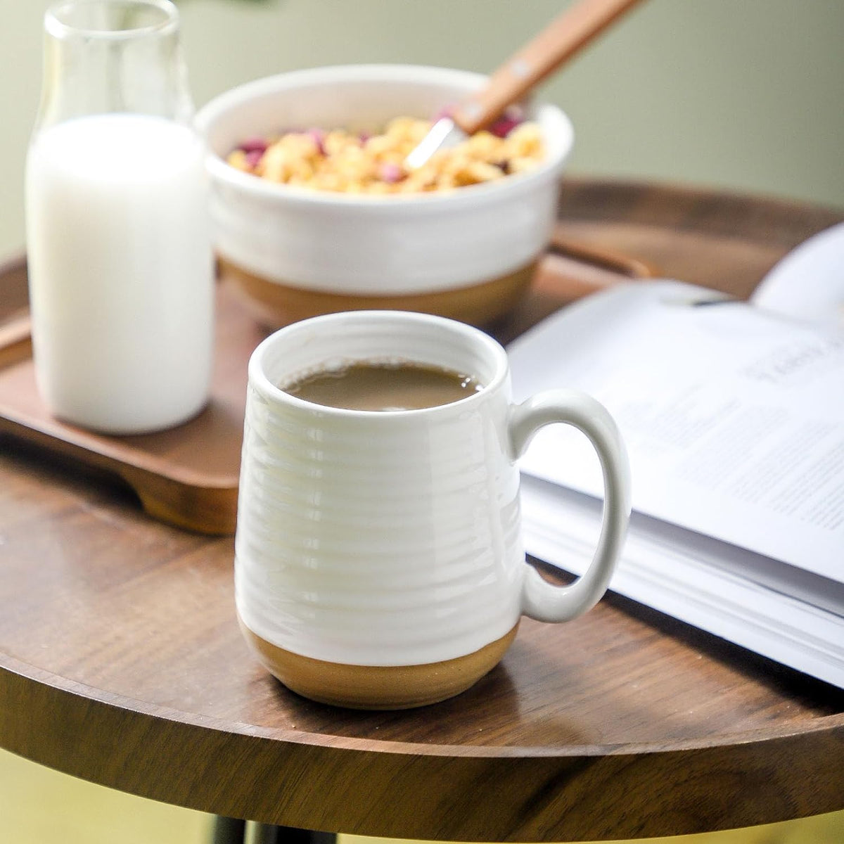 Hasense Coffee Mugs Set of 6, 15 oz Ceramic Coffee Cups with Comfortable Handle, Classic White Mug for Men and Women, Tea Cup Set for Latte, Cappuccino, Milk, Soup, Dishwasher and Microwave Safe