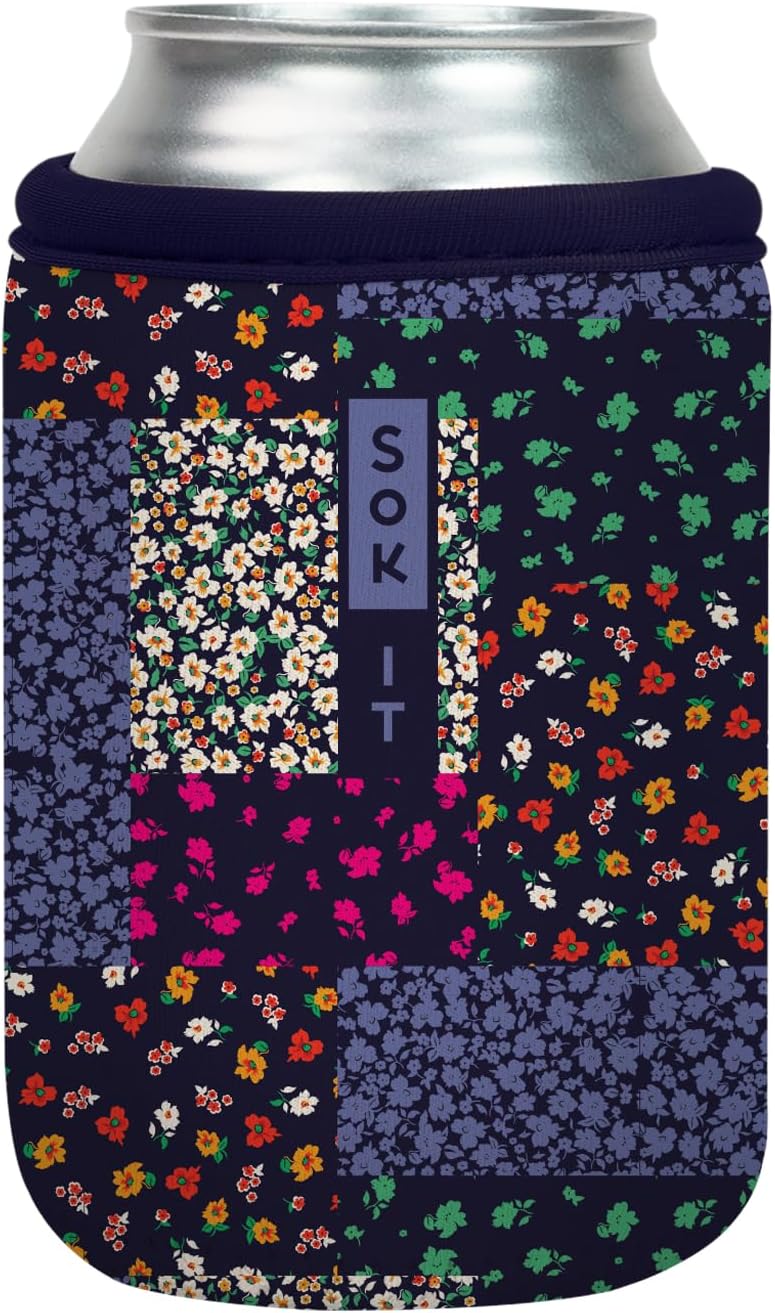 Sok It CanSok Sleeve for Beer & Soda Insulated Neoprene Cover (Flower Patch, 12oz Can Sleeve)