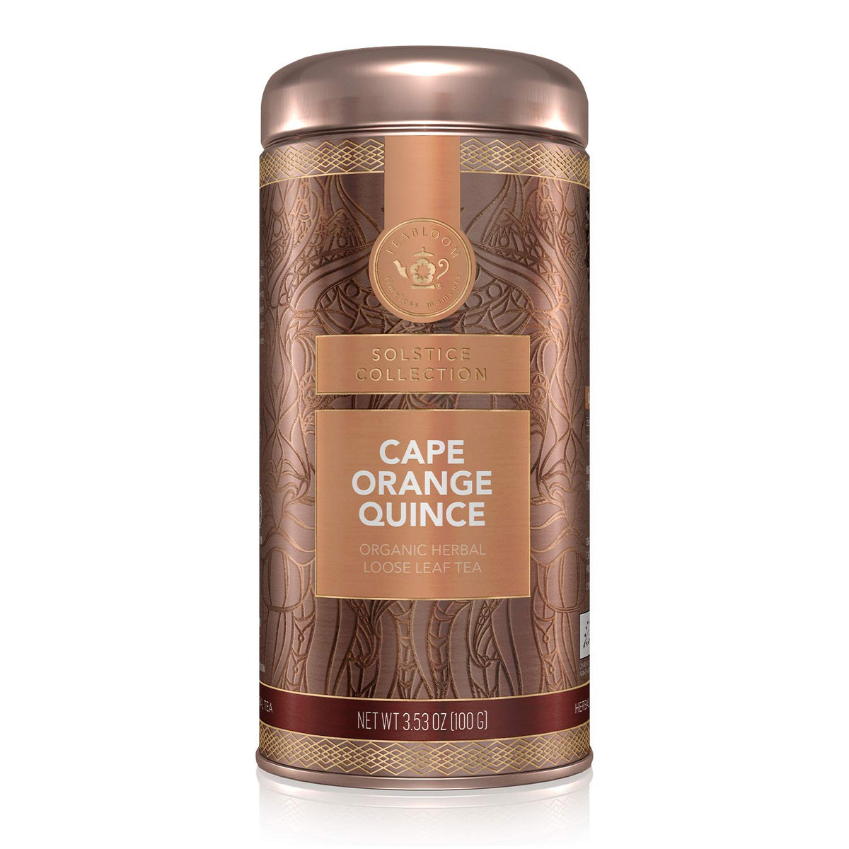 Teabloom Organic Herbal Tea, Cape Orange Quince Loose Leaf Tea, Zesty Citrus and Comforting Quince for a Tropical Rooibos - 3.53 oz/100 g Canister Makes 35-50 Cups
